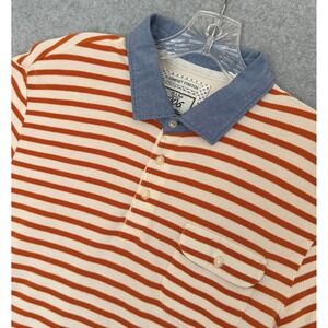 Jos. A. Bank Polo Shirt Mens XL Orange White Striped 1905 Tailored Fit Cotton